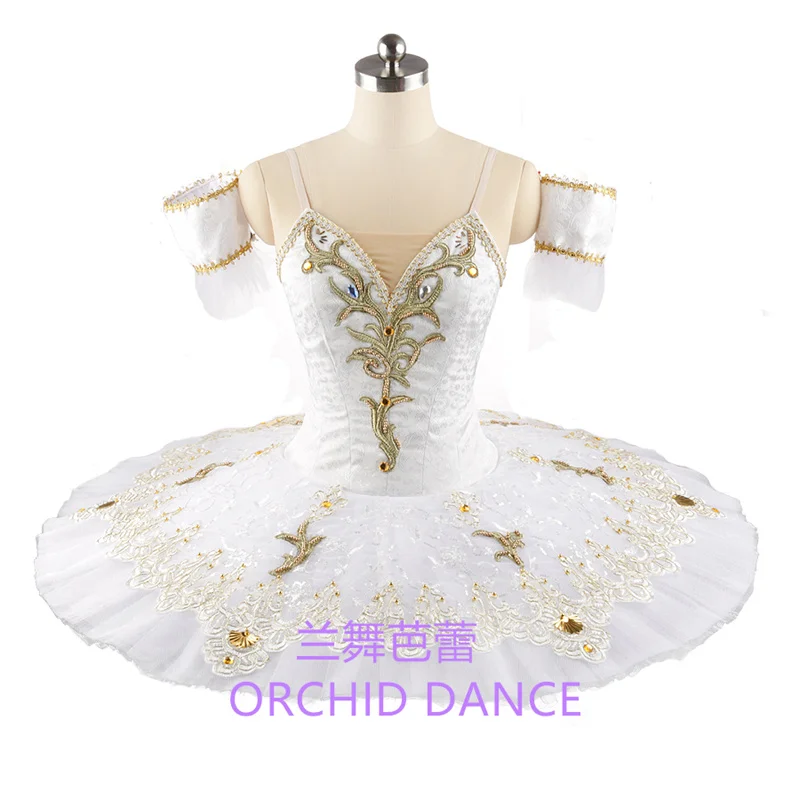 

Opaque Professional High Quality Women Adult Performance Wear Girls Swan Lake Golden White Ballet Tutu Costumes