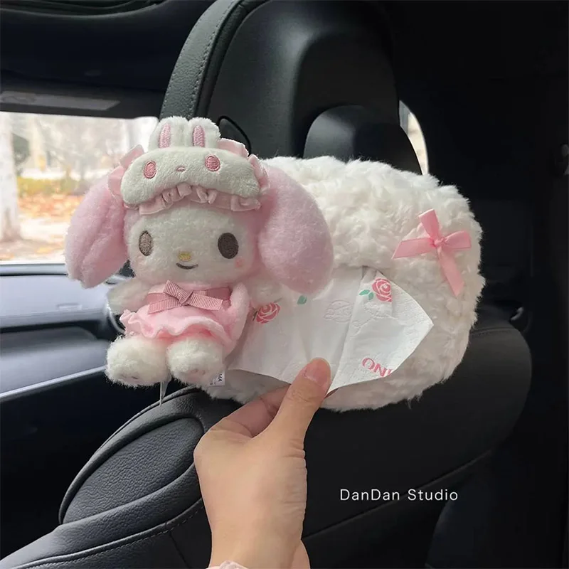 My Melody Cartoon Auto Tissue Box Sanrio Pluche Meisje-Hart Pluche Pop Decoratie Speelgoed Zachte Tissue Cover voor Voertuig Interieur Speelgoed