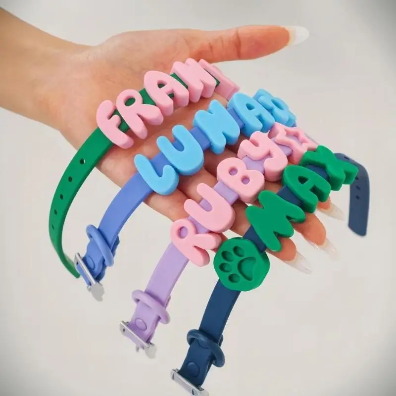 DIY Silicone Letter Charms Custom Dog Name Decor Anti-Fall Waterproof Fit for Thick Thin PVC Pet Collars