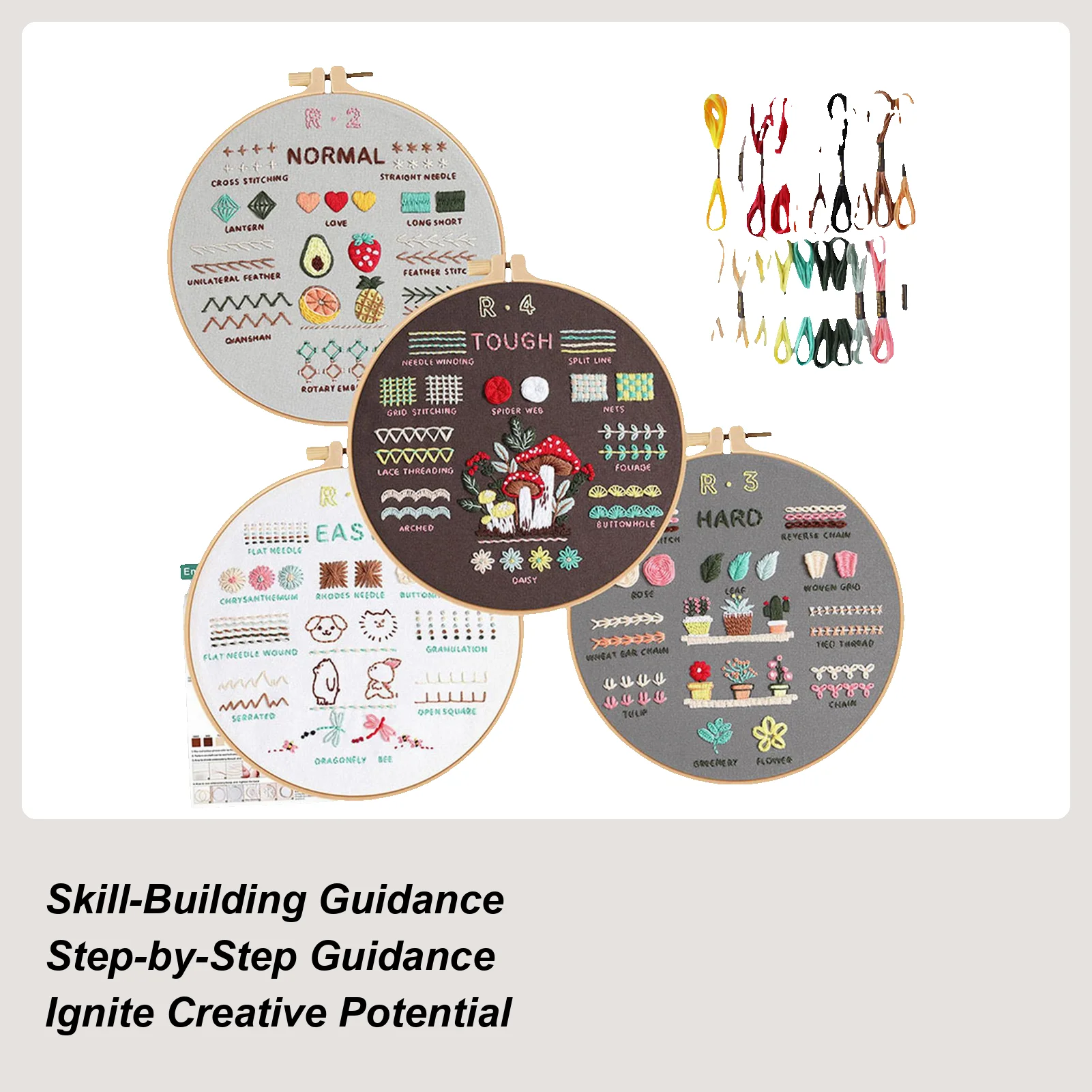 

Beginner Embroidery Kit Portable Needlework Supplies Stamped Embroidery Kit Adults Hand Crafts for Women Teens Mom Home Travel