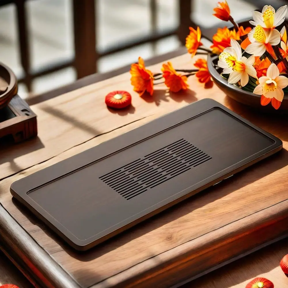 23 대나무 쿵푸 차 트레이 배수 및 물 저장 기능 포함 전통 중국 차 의식용