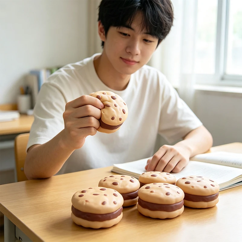 Chocolate Cookie Squeeze Accessory Round Biscuit Stress‑relief Squeezer ASMR Hand‑relaxing Tool Portable Novelty Present