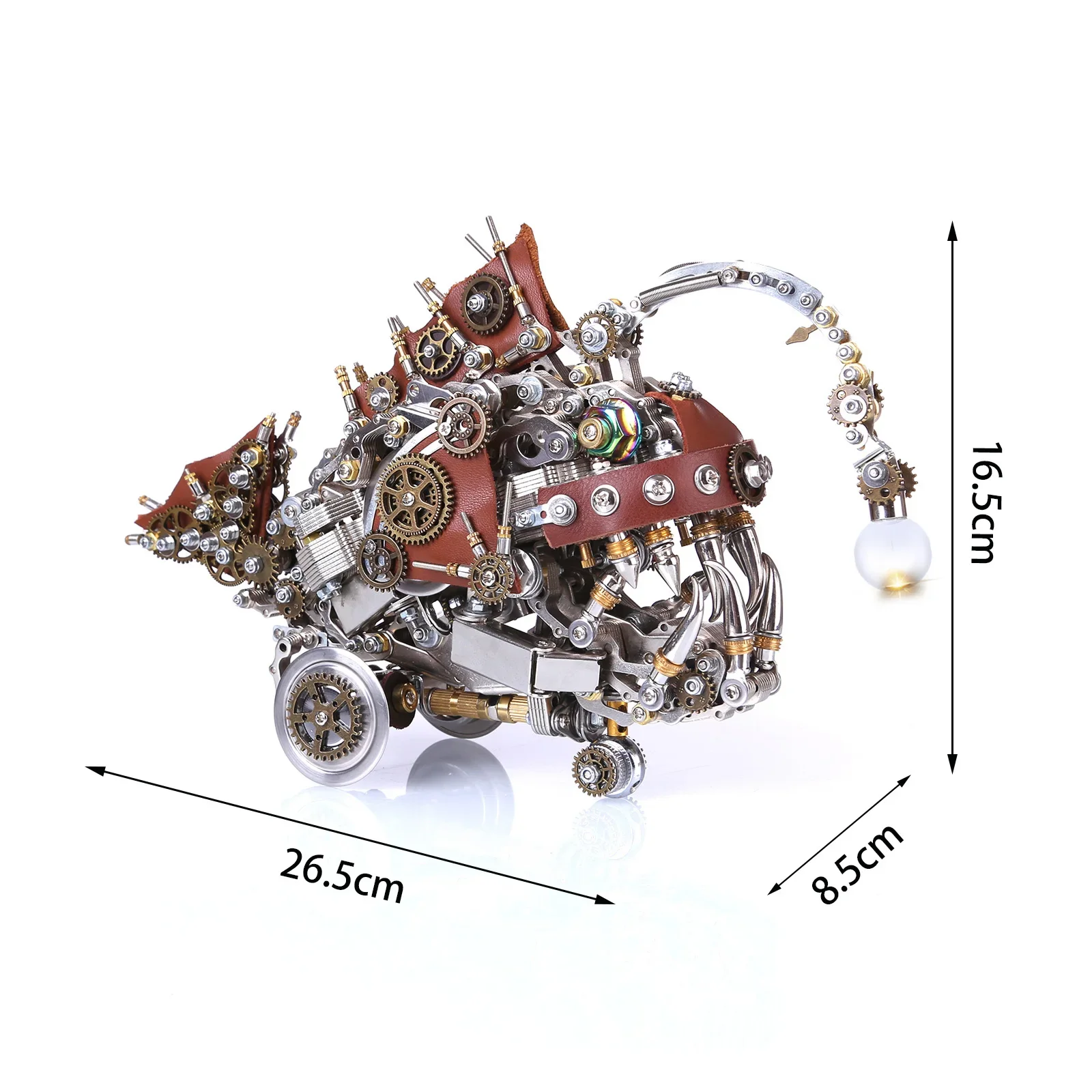 Diy Anglefish Metalen Assemblage Modelkits Mechanische Steampunk-Stijl 3d Metalen Oceaandieren Modelkit Met Lichtgevende Lamp-1064 Stuks