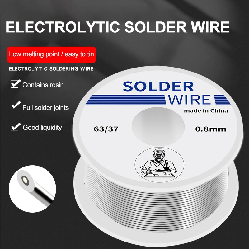 8/50/100/200g Welding Solder Wire High Purity Low Fusion Spot 0.6 0.8 1.0mm Rosin Soldering Wire Roll No-clean Tin BGA Welding