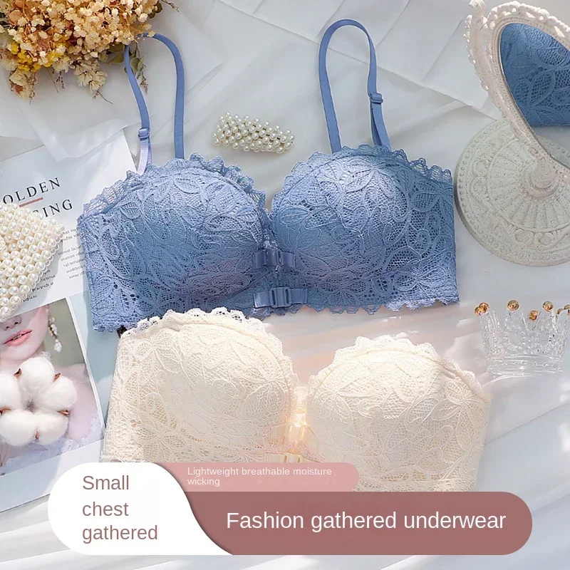 Wireless Sexy Back Design Bra for Women Gathered Support Make Big Chest Look Small Available Black Skin White Color