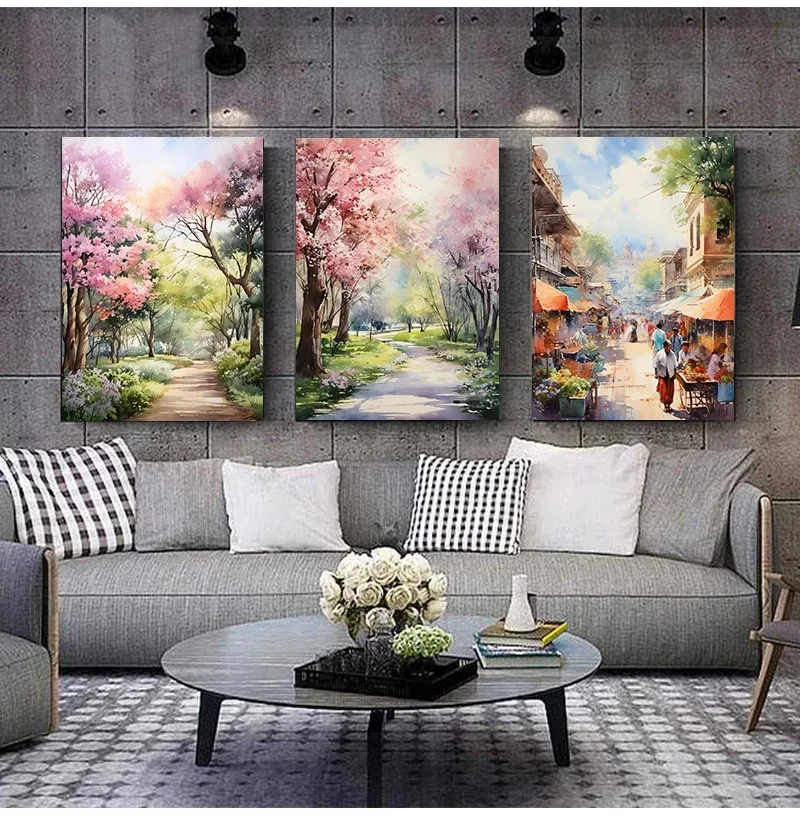 Home Decor Interior Paintings Winter Decoration Pictures Room Wall Art Canvas Painting Park Scenery Street Posters for Wall