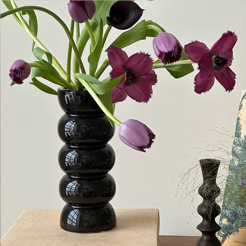 Ceramic Vase Geometric Arc Spherical Lamination Colored Flower Porcelain Handicraft Home Decoration Terrarium Vases Pots