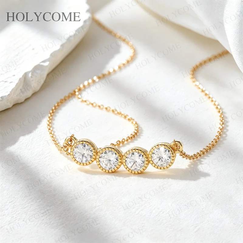 S925 Sterling Silber Halskette Moissanit Diamant Anhänger Rund D-Farbe VVS1 für Damen Party Hochzeit Edel-Schmuck Geschenk – Detail 8