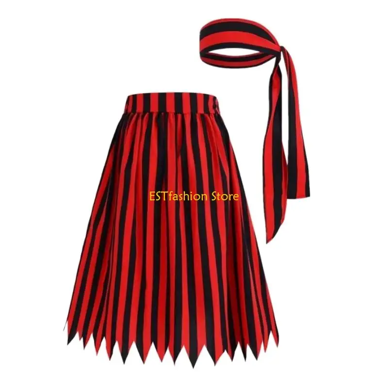 Y5GC Pirate Costume Accessories Pirate Bandana Skirt Halloween Carnivals Dressing Up