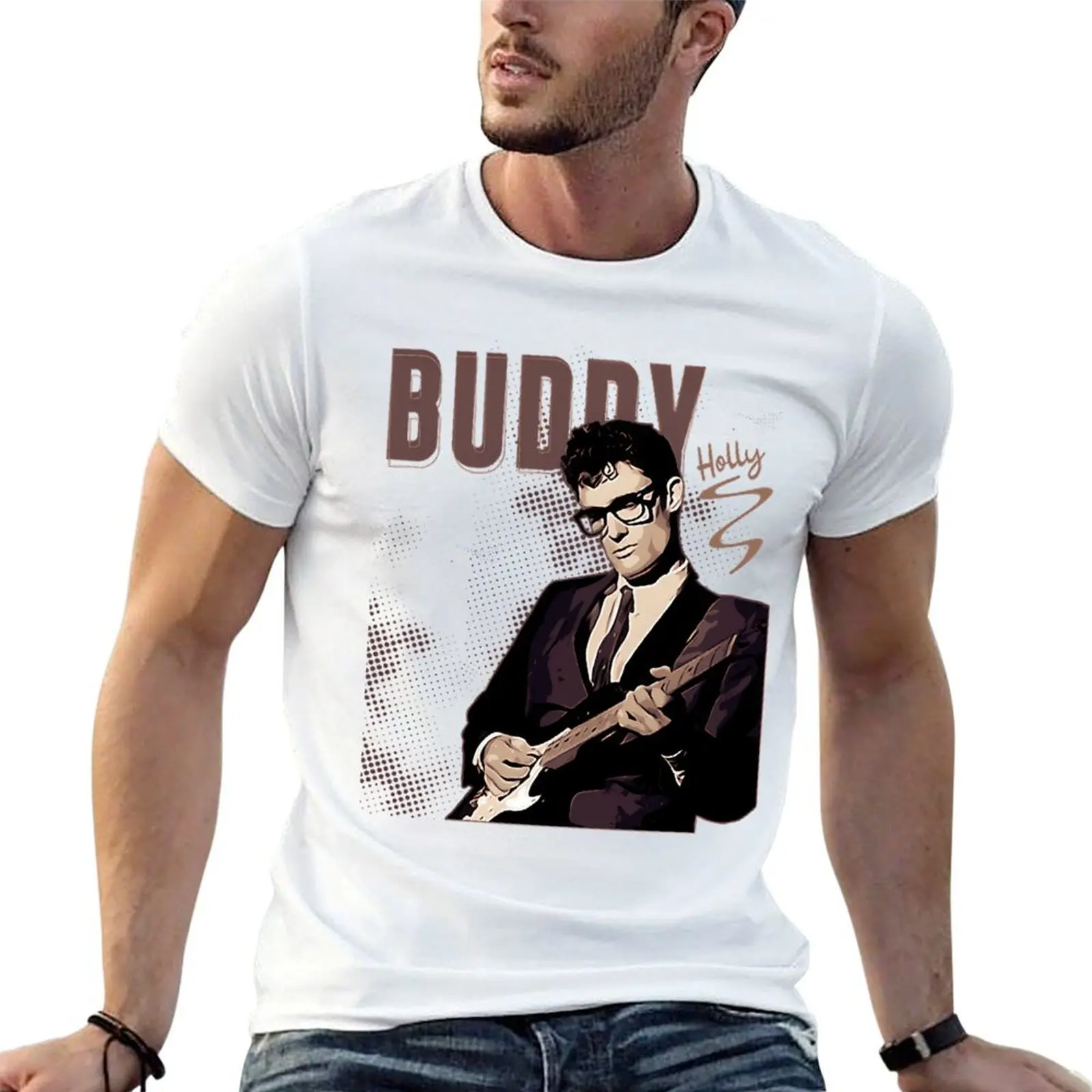 

Buddy Holly Bron Vintage T-Shirt graphic t shirts for man t shirts for man slim fit t shirts cotton 100% T-shirt