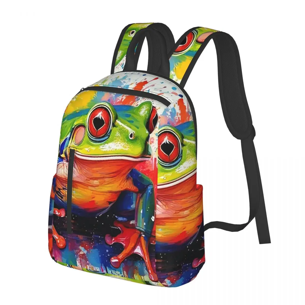 

Vibrant Colorful Graffiti Frog Print Student Backpack School Bag Hiking Travel Daypack for Men Women Bookbag Shoulder Bags