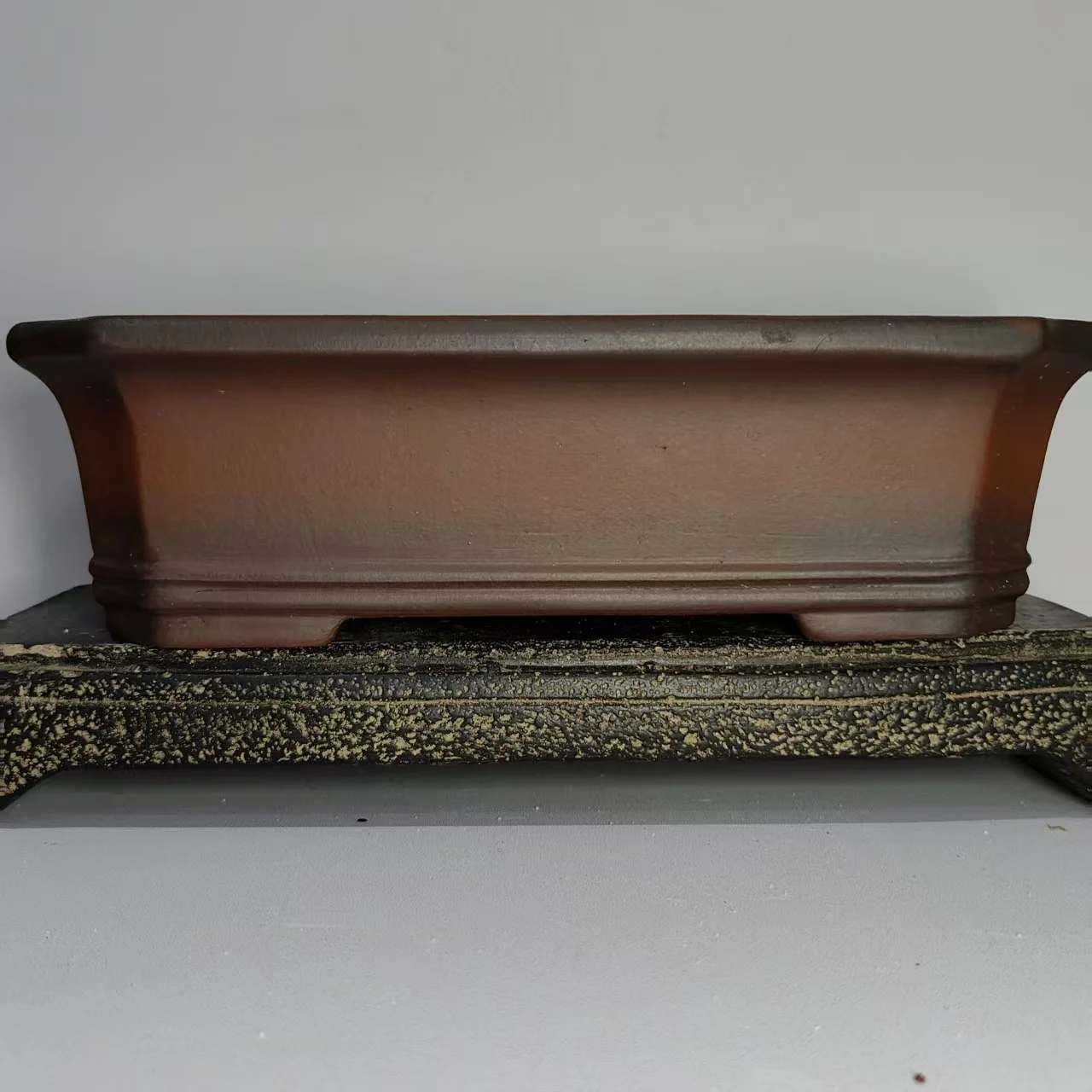 Hot sale anqique style Unglazed Bonsai Pot with line desgin