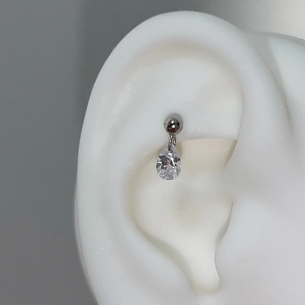 Water droplet pendant earring screw buckle flat ear hole earings simple crystal earrings for women party fine jewelry gifts