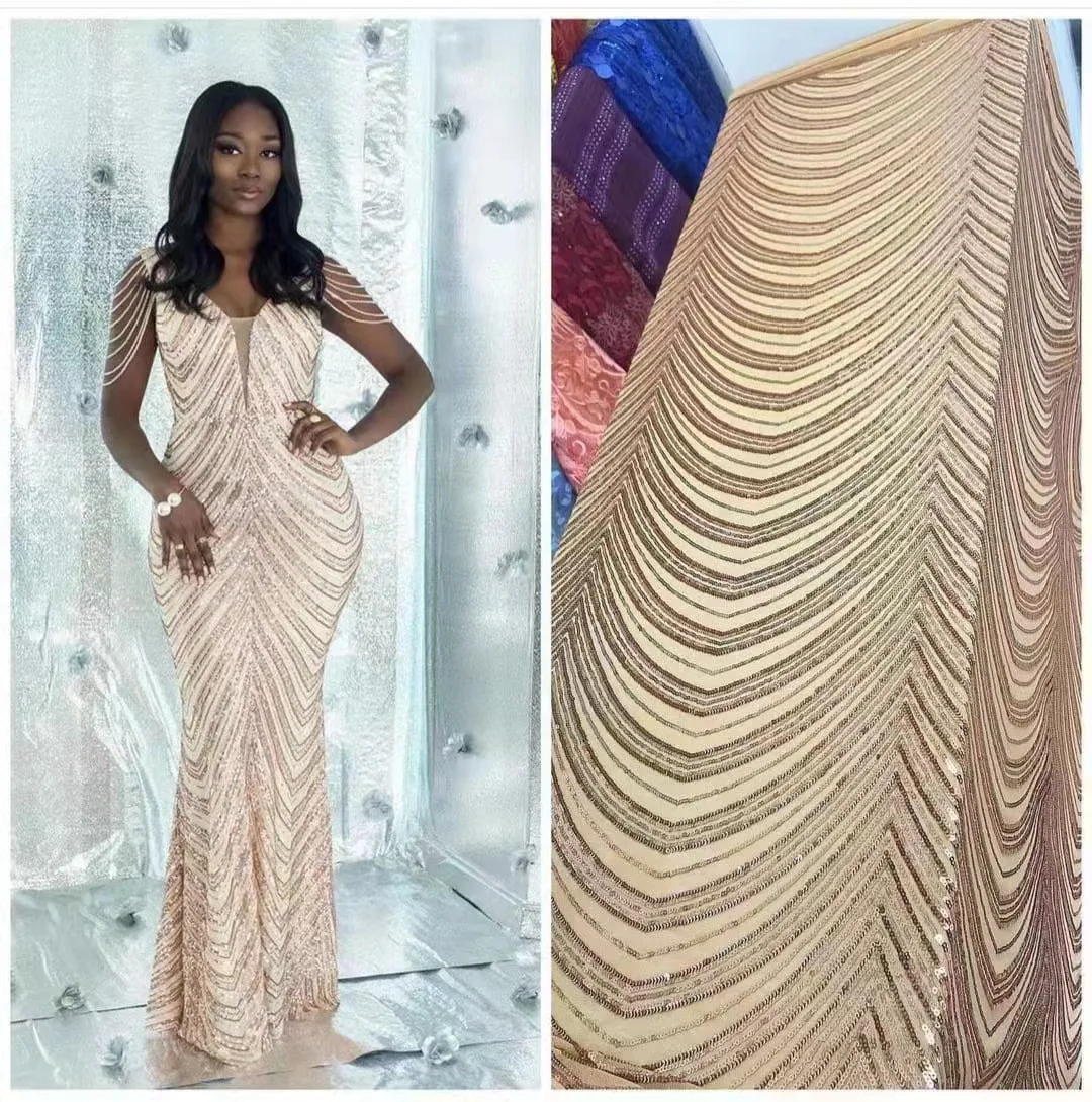 

5Yards Luxury Sequins Net Lace Fabric High Quality African Tulle Lace Fabric French For DIY Sewing Women Wedding Party Dress