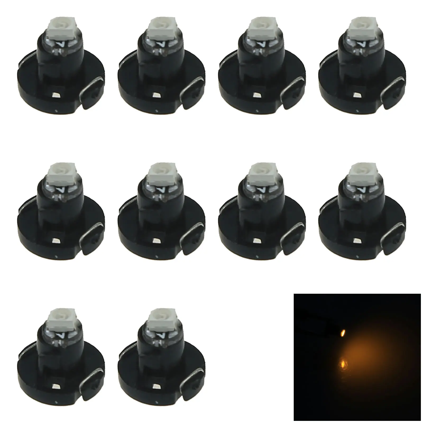 10x Yellow AUTO T4.2 Lamp NEO Dash Twist Socket HVAC Panel Light 1 Emitters 1210 SMD LED 79674-S3N-941 N101-Y