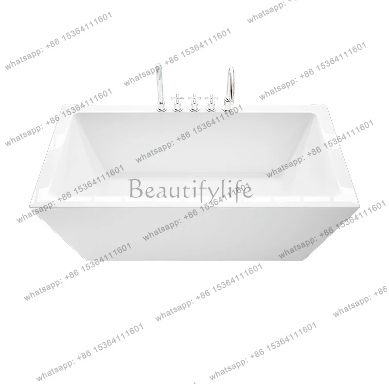 Home improvement with cylinder faucet rectangular acrylic independent bathtub QT-043