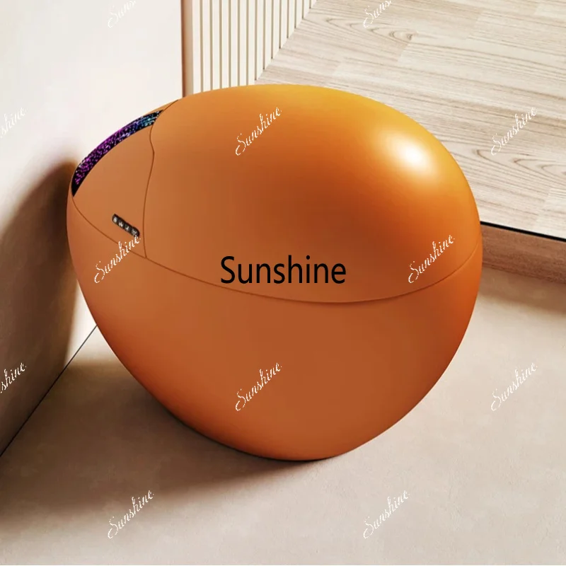Orange-orange round egg-shaped smart toilet automatic sensor flip, colored eggs