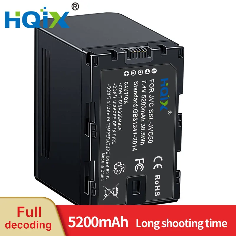 

HQIX for JVC JY-HM360 GY-HM600 HM606 HM650 HM660 LS300 HM610 HM600 HMQ10 HM200 HM258 HM650EC Camera SSL-JVC50 Charger Battery