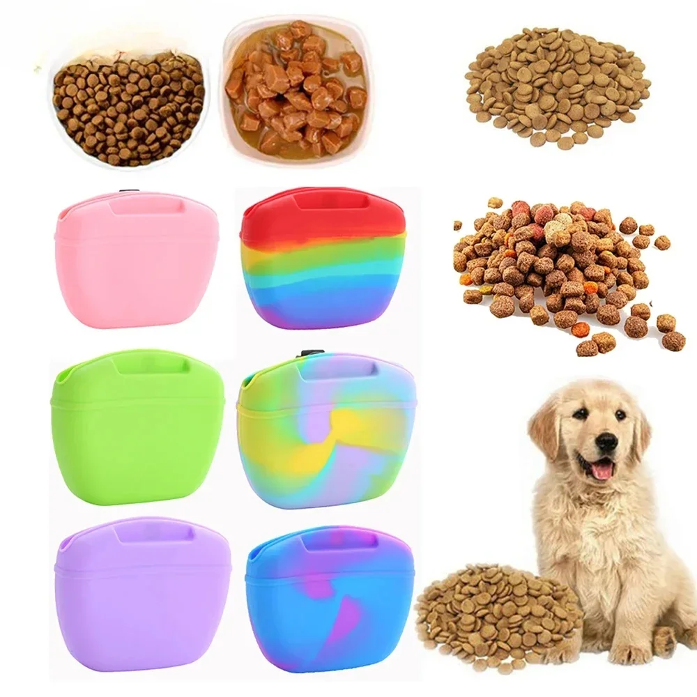 

Portable Silicone Pet Feeding Bag utdoor Feed Storage Pouch Food Reward Waist Bags Dog Training Treat Bag for Obedience Hiking