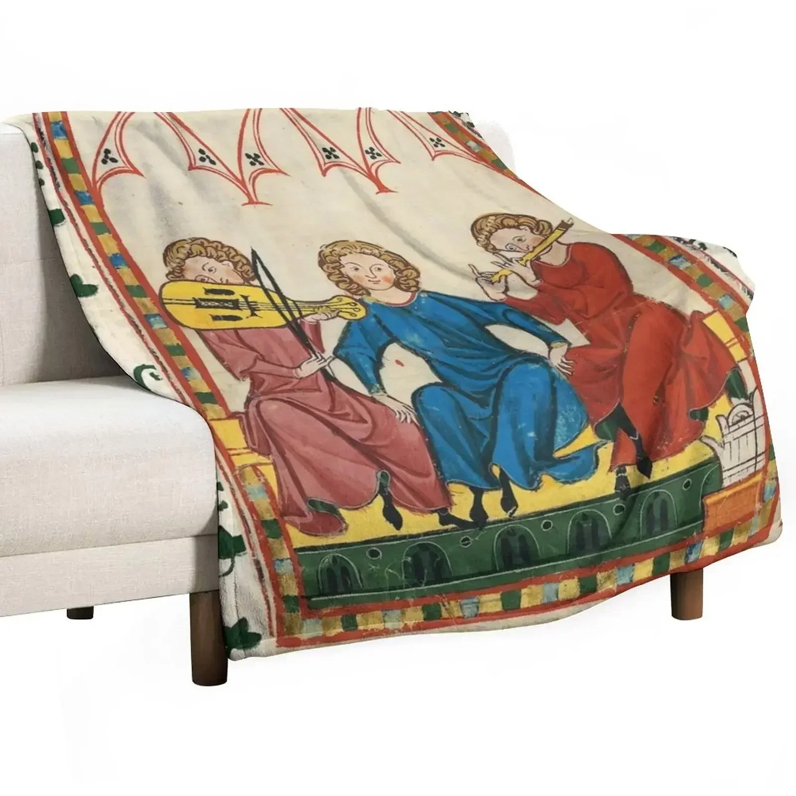 

MEDIEVAL MUSIC AND MUSICIANS ,ANTIQUE MINIATURE WITH WILD ROSES Throw Blanket Blankets For Bed Luxury Thicken Blankets