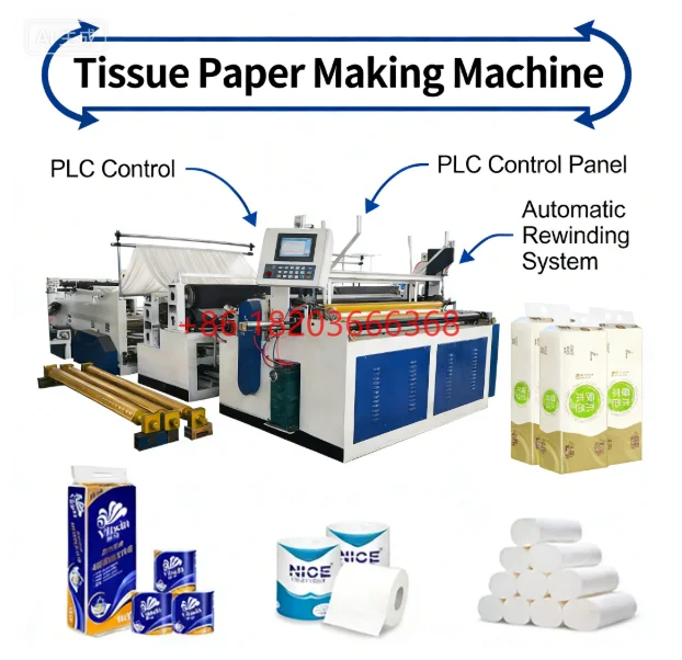 

YG Customized Semi Full Automatic Manual Toilet Soft Tissue Paper Roll Embossing Rewinding And Making And Producing Machine For