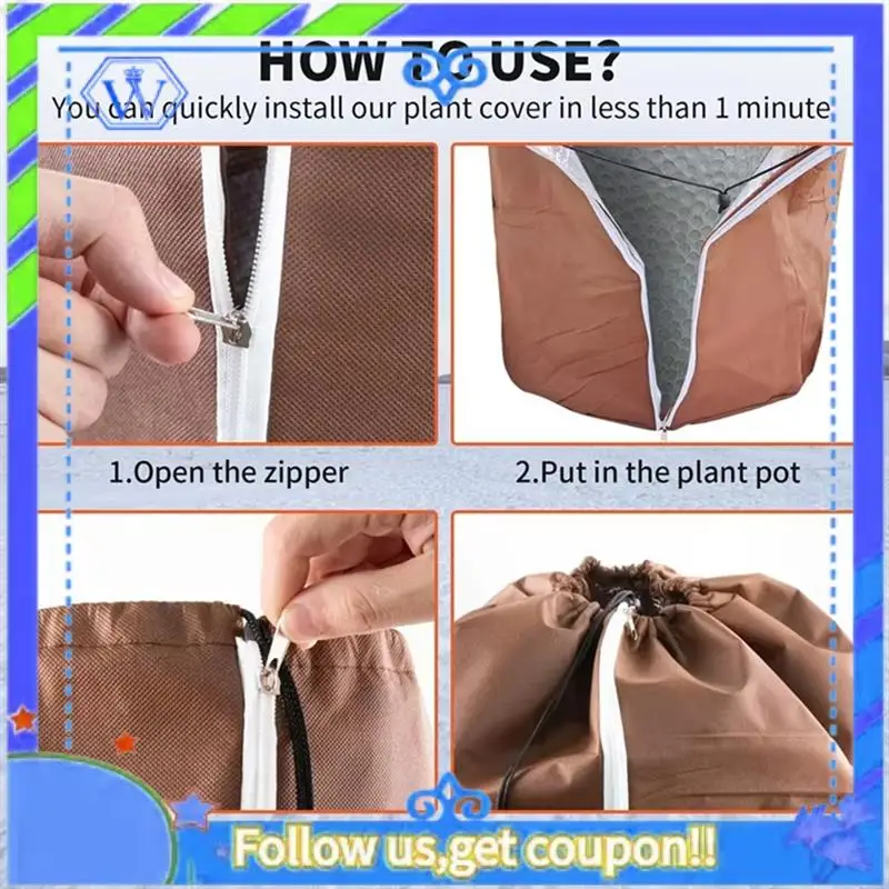 

Easy To Use Pot Protector Plants Winter 65X70cm, Thermal Pot Protector For Plants With Zip And Drawstring Protection For Plants