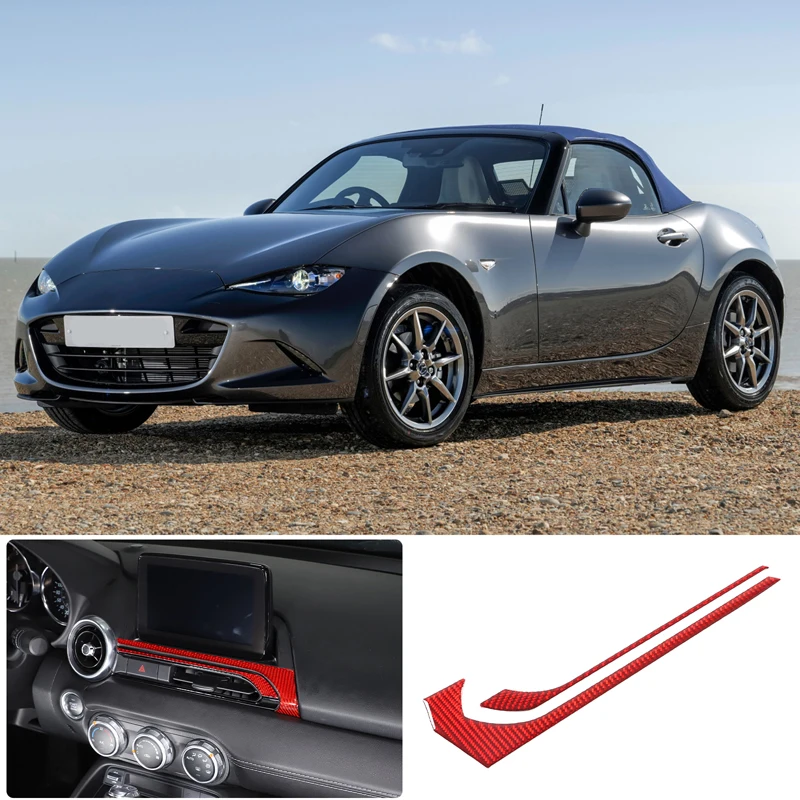 

For Mazda MX-5 2016-2023 Car Central Control Air Outlet Trim Strip Soft Carbon Fiber Interior Accessories 1 Pcs