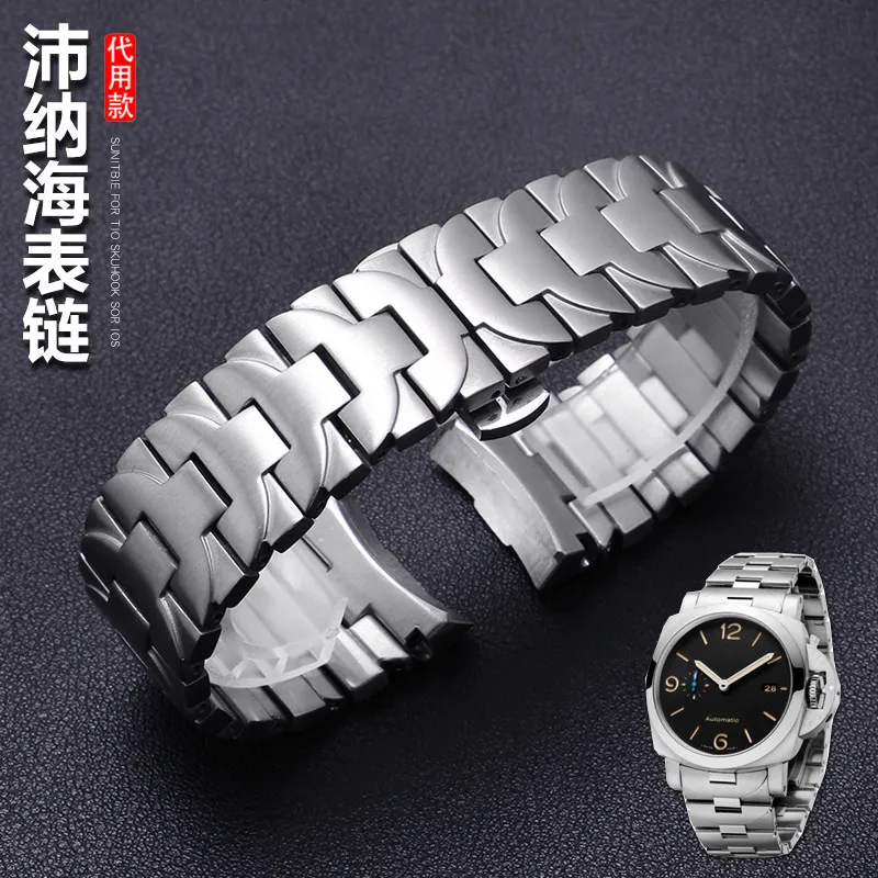 

Подходит для Panerai Luminor Series PAM441 111, ремешок из нержавеющей стали, мужской стальной ремешок, цепочка для часов, 24 мм.