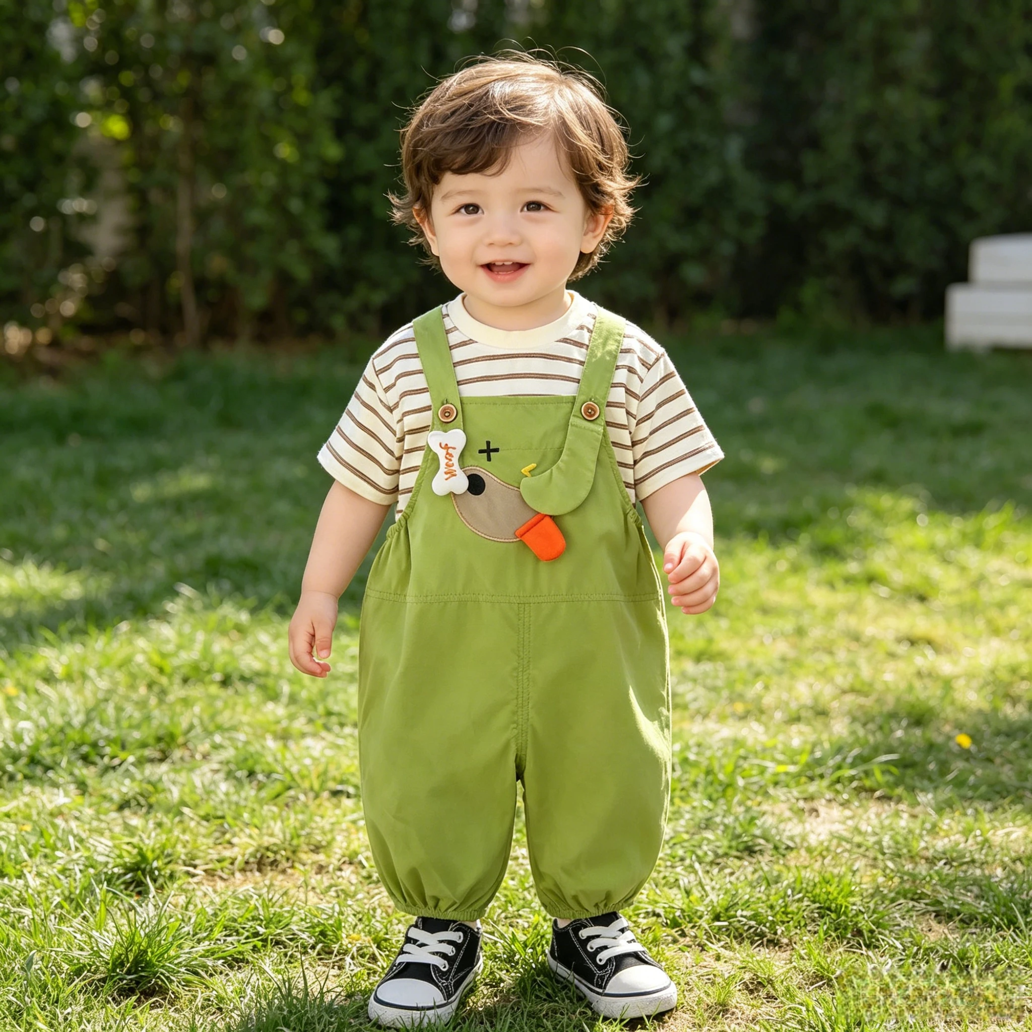 Summer New Kids Short Sleeve Overall Pants Set
