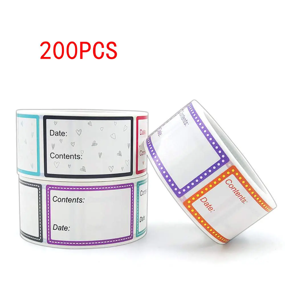 200 Pieces Food Labels, 1 X 1.6 Inch Date Stickers for Freezer, Refrigerator Food Containers - Easy to Write On