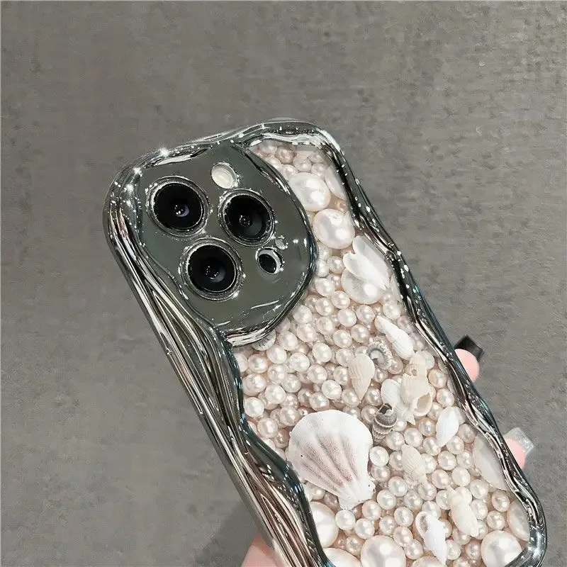 Pearly Shells Phone Case For Samsung Galaxy A55 A35 A25 A15 A54 A24 A33 A34 A73 5G A32 A51 A52 A53 A71 A72 A30 A50 soft