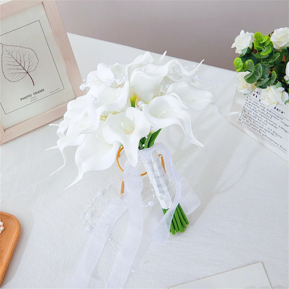 

Atmospheric Pearl Calla Lily Bouquet White Artificial Bridal Bouquet for Proposal & Wedding Decoration Wedding Accessories