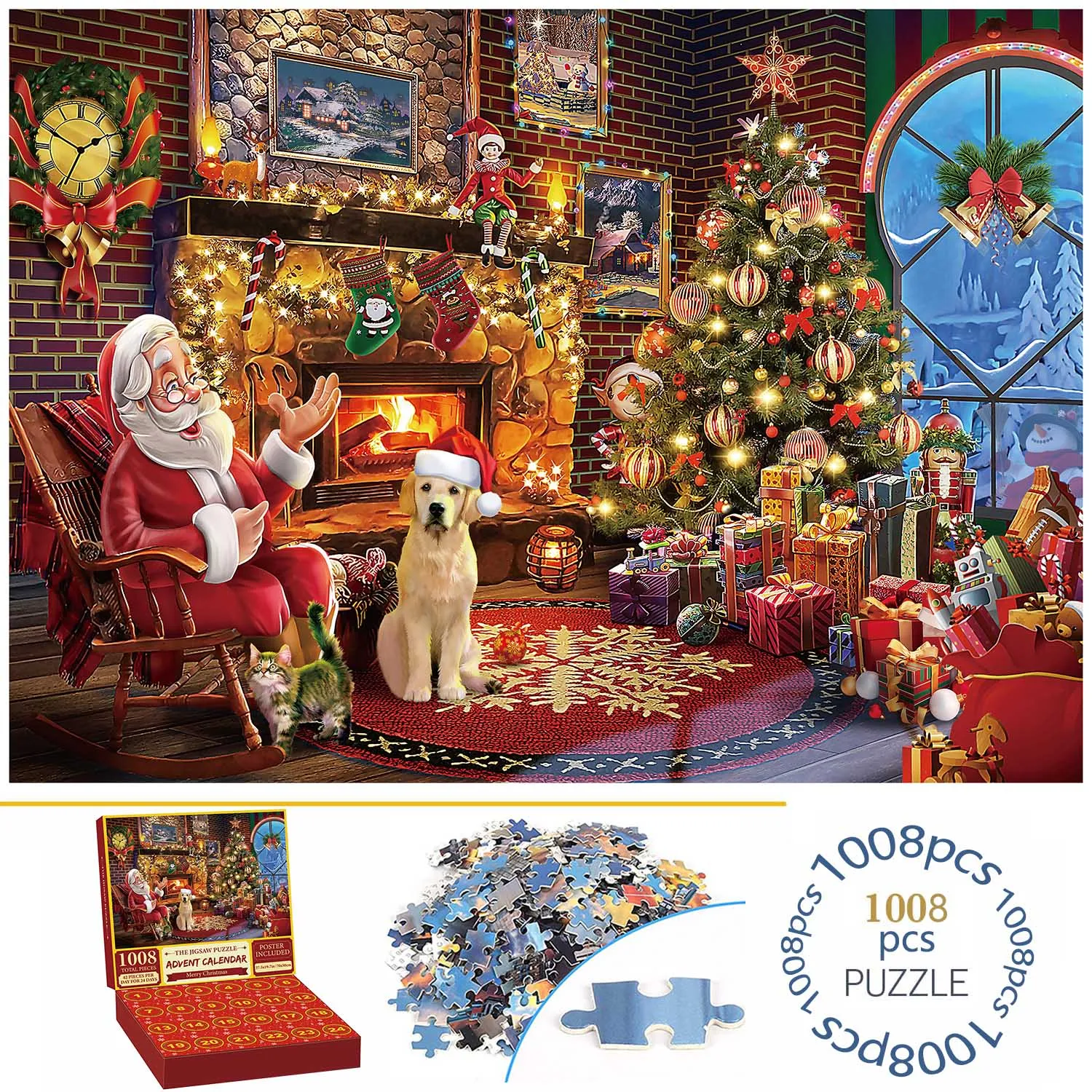 

1008 Pieces Advent Calendar Jigsaw Puzzles for Adults & Kids Home Decor Game Family Fun Xmas 24 Days Countdown Educational Toys