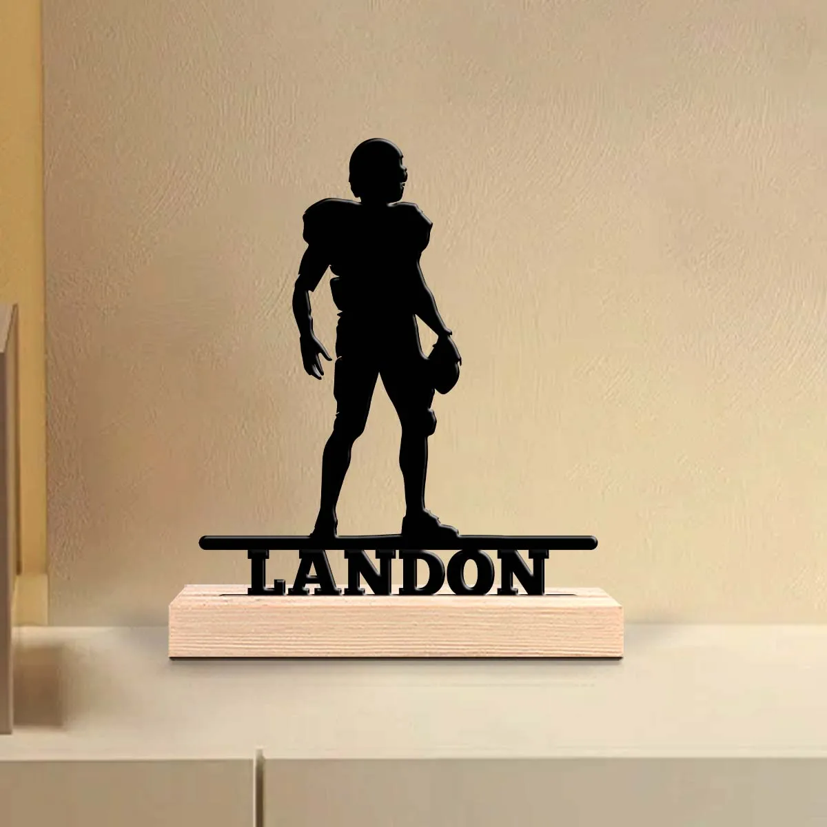 1pc Interesting Desktop Metal Statues Customizable Content With Wooden Base Holiday Decoration Gifts,Desktop Statue Ornaments
