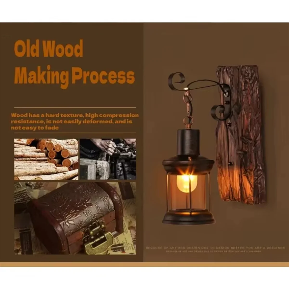 

【Новый купон пользователя】Архаичный новый стиль, промышленный деревянный настенный светильник, деревенский настенный светильник, украшение настенного светильника для бара, лофта, коридора