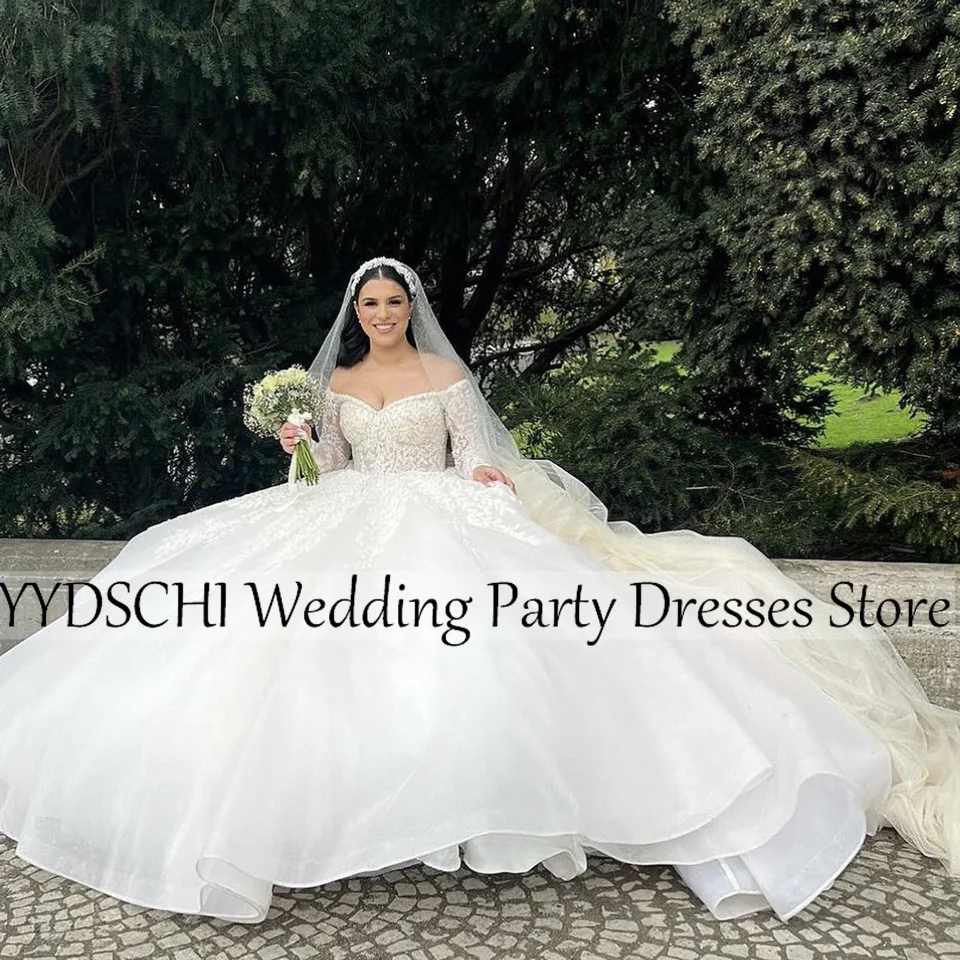 Customized Dresses Black Bridal Gowns 2024 Fruffy Pearl Strapless Stain White/Ivory Ball Gown Luxury For Women vestidos de novia