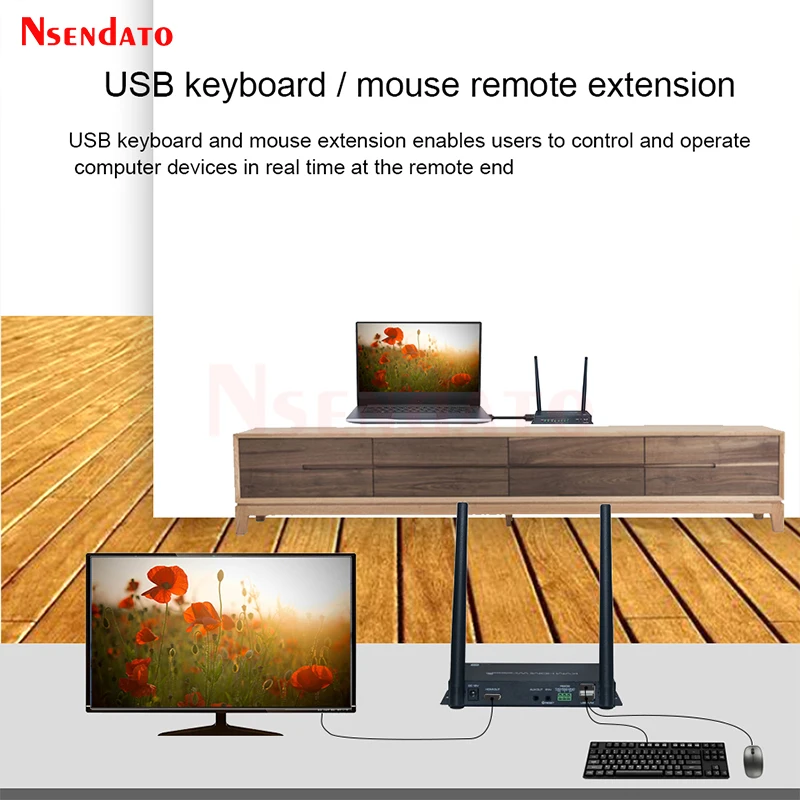 Kit de receptor y transmisor inalámbrico de vídeo HDMI, 4K, 60Hz, 100M, UHD, HDMI, USB, KVM, conmutador, extensor para ratón, teclado y Monitor