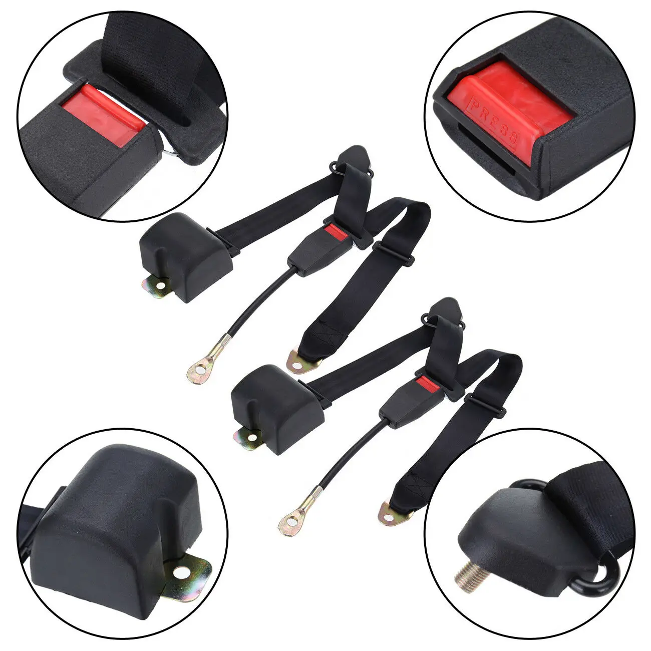 1pc/2pcs Universal Retractable Seat Belt Three Point Car Automatically Locking Seat Safety Belt For Sedan Truck Bus Van