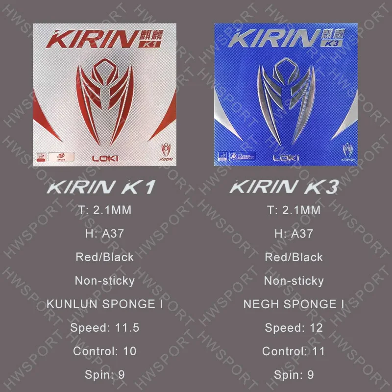 LOKI KIRIN K1 K3 Table Tennis Rubber Non-sticky Ping Pong Rubber Sheet with Pre-tuned Cake Sponge 2.1mm