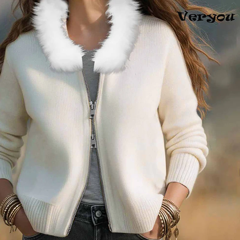 

Fashion Autumn Winter Casual Hoodies Jacket Women Fashion Short Knitted Sweater Women Long Sleeve Coat Female Outerwear