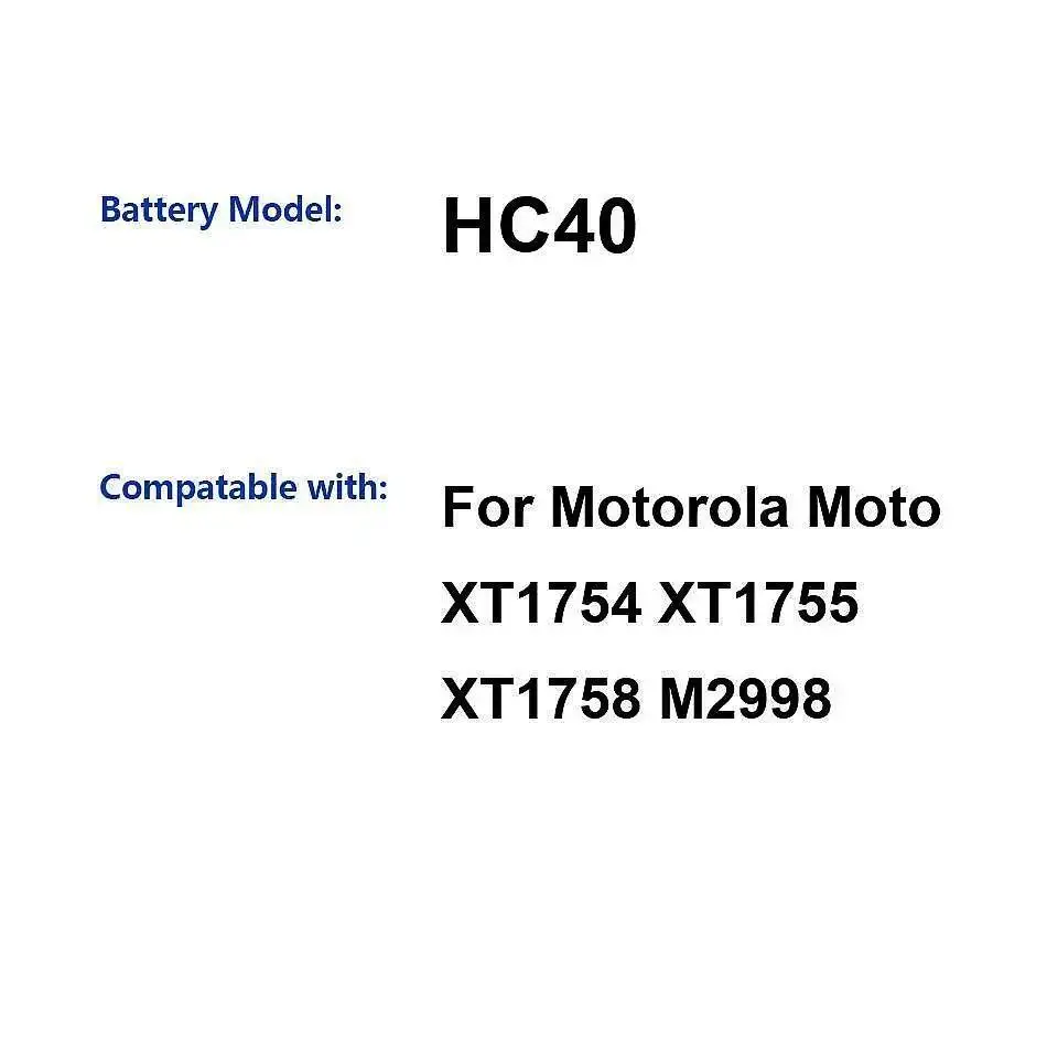 

Хорошая низкотемпературная производительность HC40 для Motorola Moto XT1754 XT1755 XT1758 M2998 2350 мАч аккумулятор мобильного телефона надежное питание