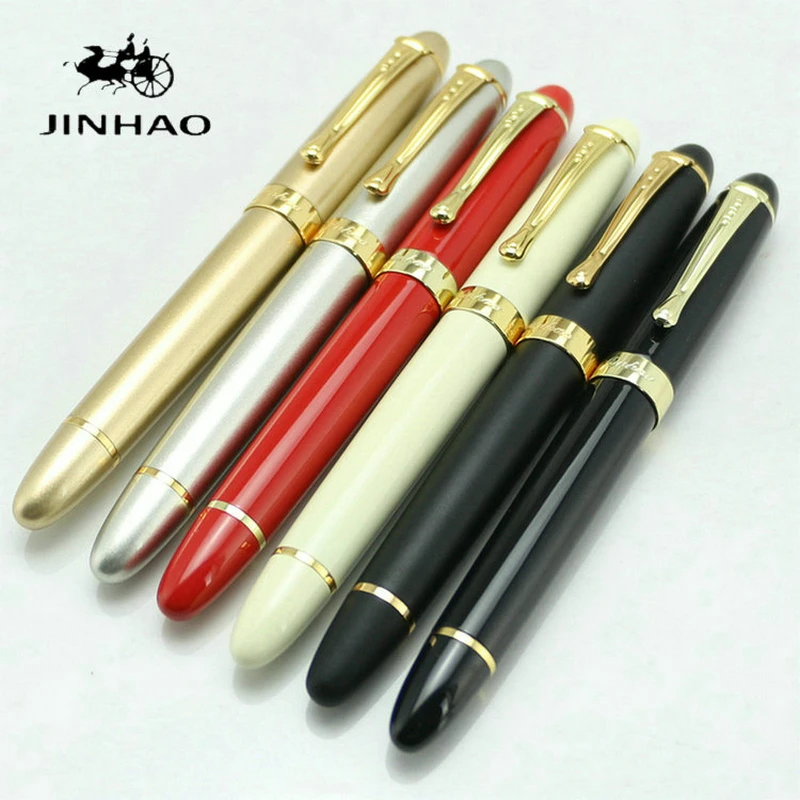 

JINHAO X450 Luxury Fountain Pen Black with Golden 18kgp Broad Nib 22 Colors and Ink Gift Pens