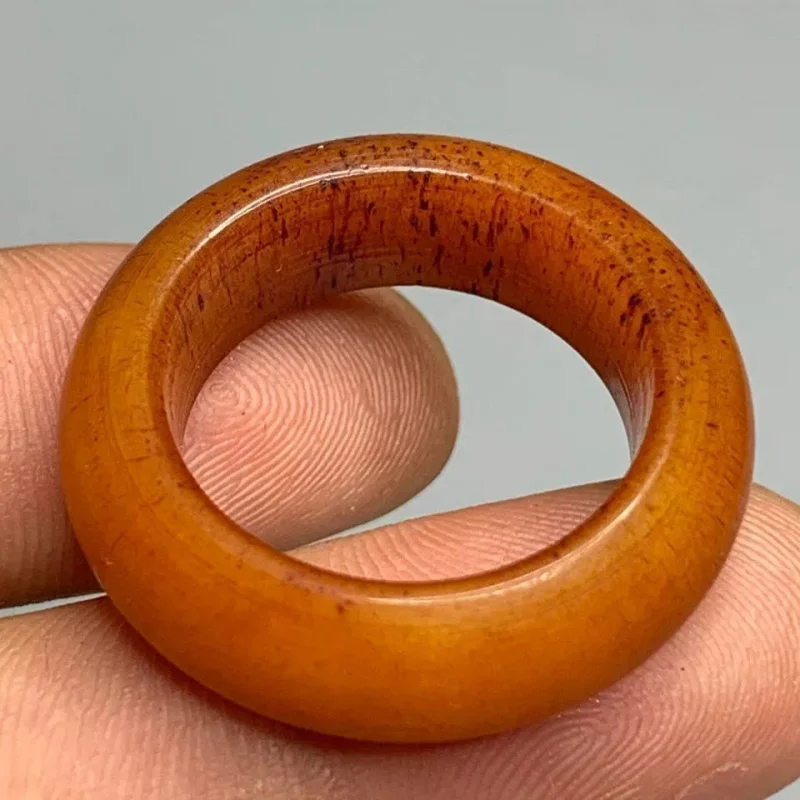 Antique Tibetan vintage yak bone , Buddhist bead moving ring, DIY jewelry key pendant
