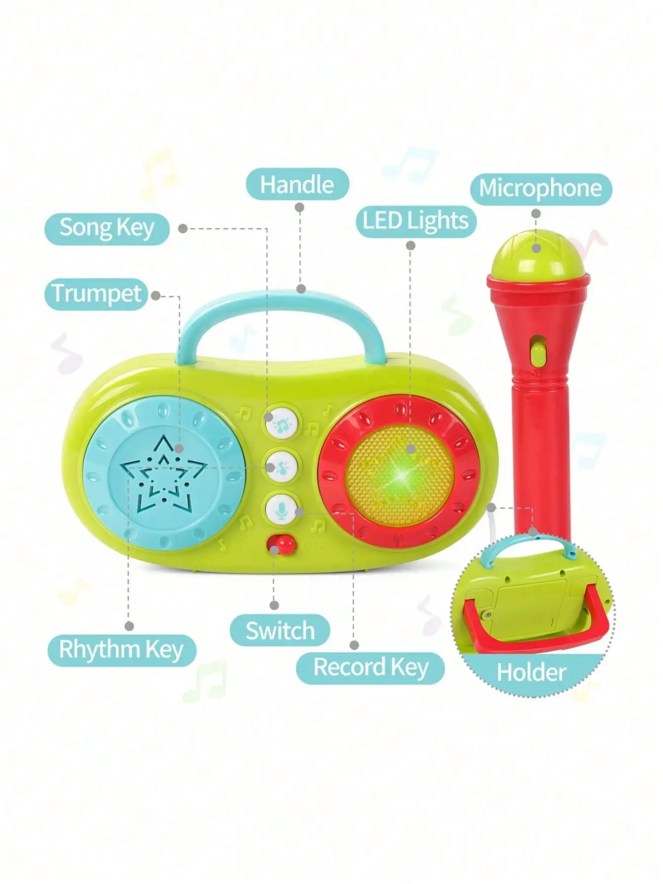 Máquina de Karaoke portátil para niños, altavoz con micrófono 2 en 1, juguete musical para educación temprana, regalo de cumpleaños para niños y niñas