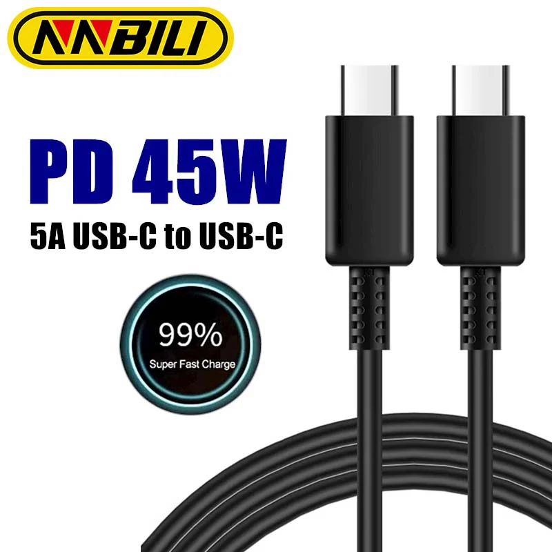 NNBILI 45W 5A PD Dual USB C Super Fast Charge Cable for Samsung S22 S23 S24 Plus Note 20 Ultra A53  Quick Charging Data Cable