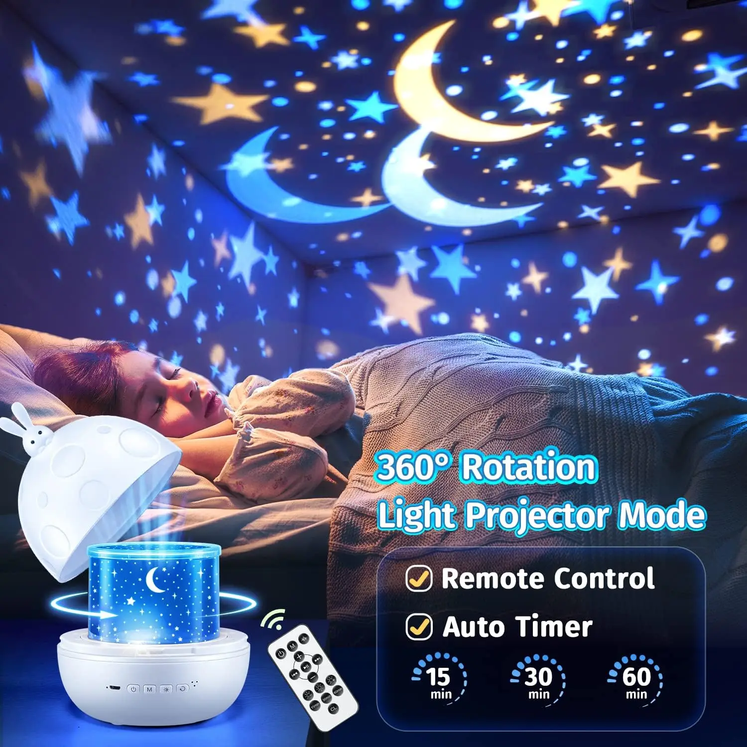 Kids Night Light Projector 105 Lighting+15 Films Projector Night Light for Kids, Bluetooth Speaker+Remote Night Light Projector