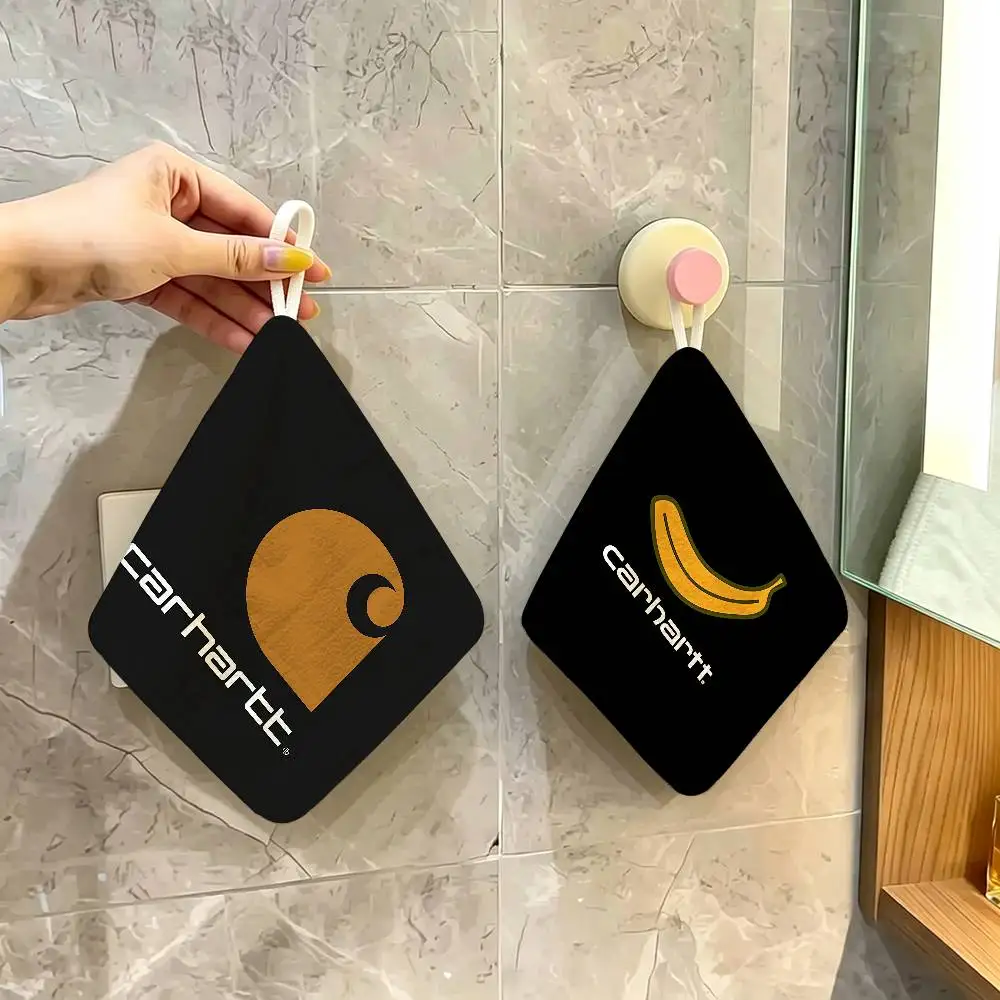 C-Carharttes LOGO Polyester Cotton Hanging Kitchen Towel, Absorbent Hand Wiping Cloth For Daily Cleaning Drying