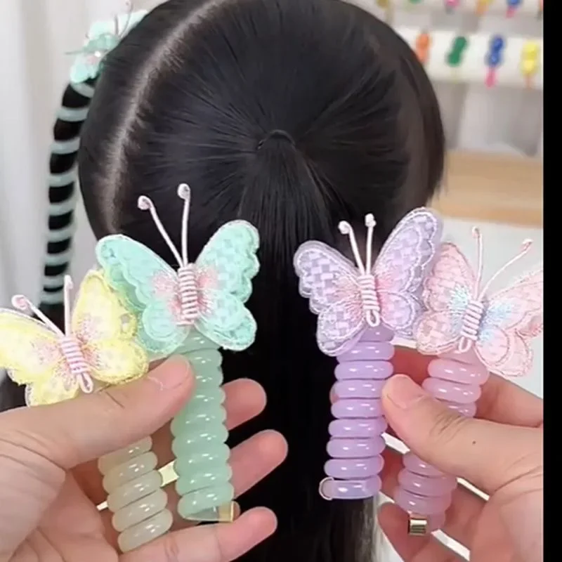 Sweet Braided Ponytail Hair Tie Cute Princess Butterfly Crunchies Hair Bands for Kids Unicorn Hair Ropes Children\'s Headwear