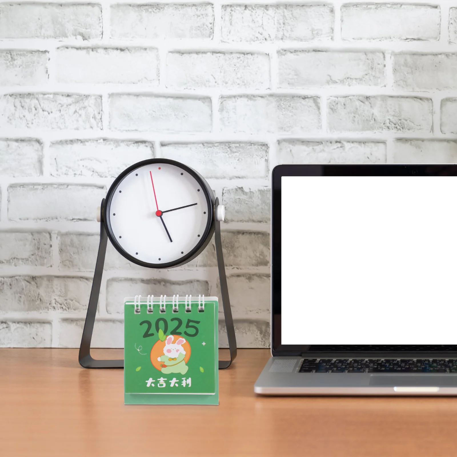 미니 데스크 캘린더 2025 귀여운 녹색 토끼 스탠딩 플립 캘린더 2024년 7월부터 2025년 12월까지 트윈 와이어 바인딩 일일 플래너 가정용