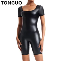 Women Leather Bodysuit Shapewear Full Body Shaper Tummy Control Slim Sheath Butt Lifter Push Up Thigh Slimmer Short Shirt Corset